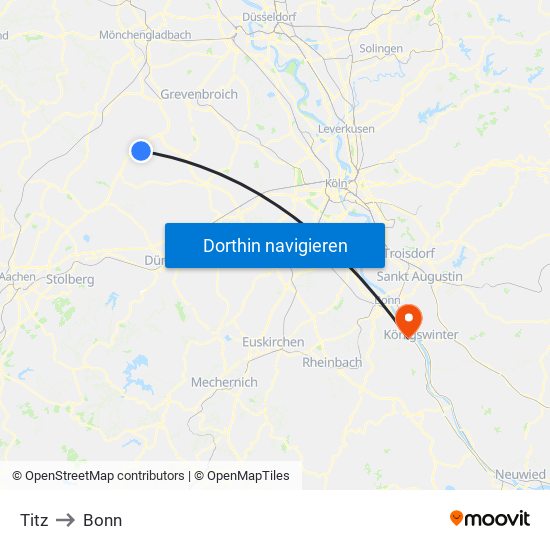 Titz to Bonn map