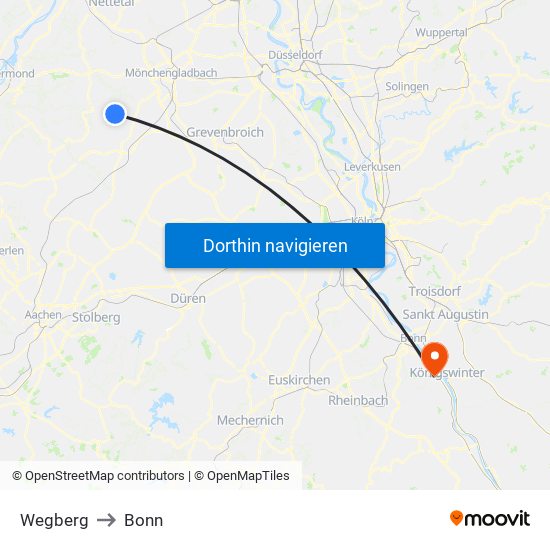 Wegberg to Bonn map