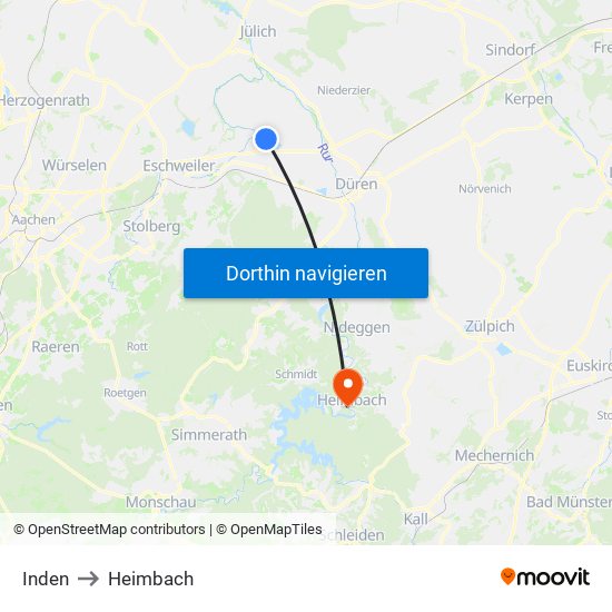 Inden to Heimbach map