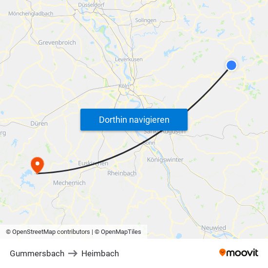 Gummersbach to Heimbach map