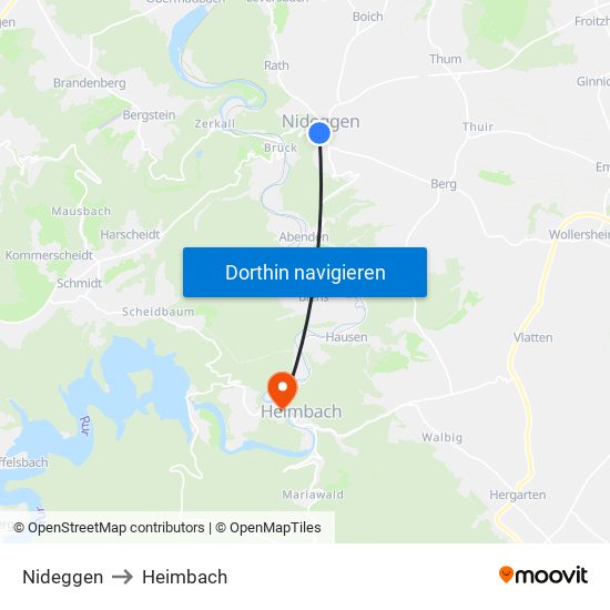 Nideggen to Heimbach map
