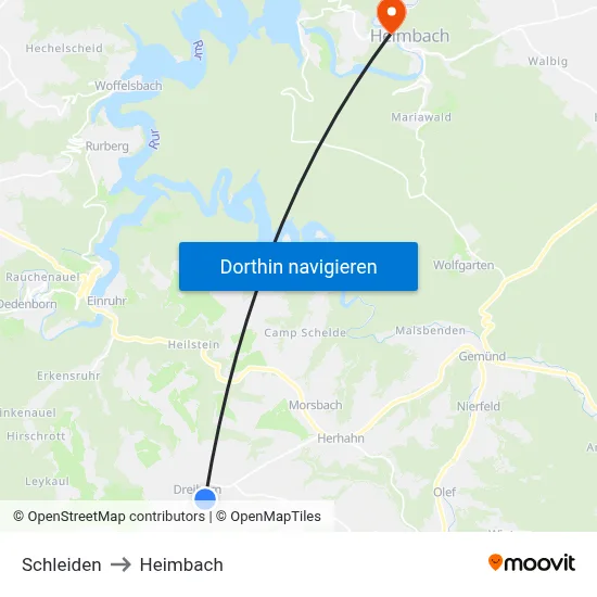 Schleiden to Heimbach map