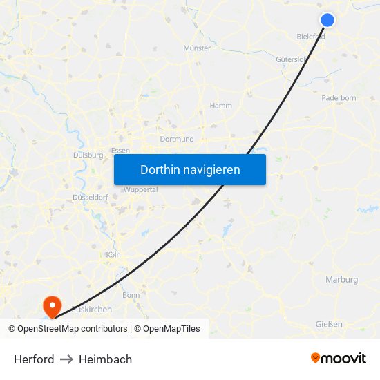 Herford to Heimbach map