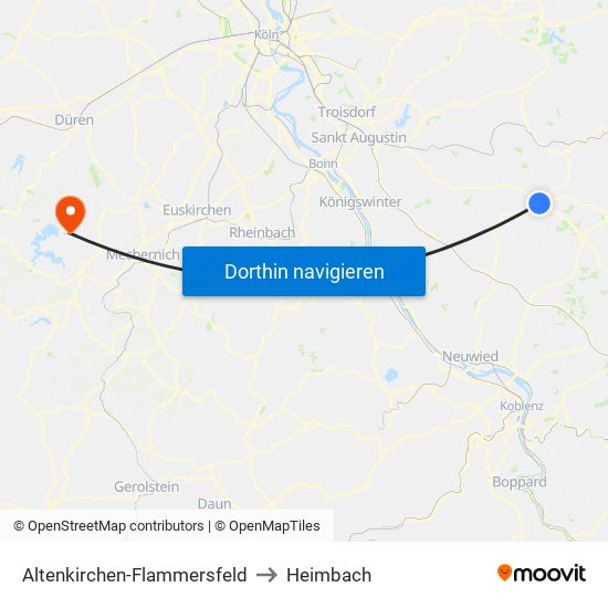 Altenkirchen-Flammersfeld to Heimbach map