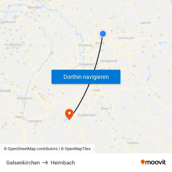Gelsenkirchen to Heimbach map