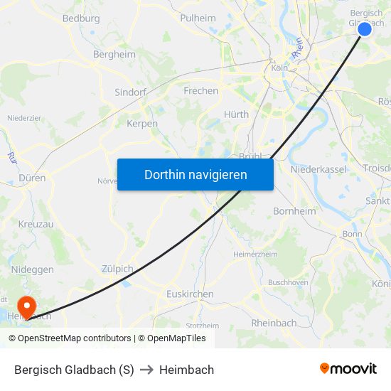 Bergisch Gladbach (S) to Heimbach map