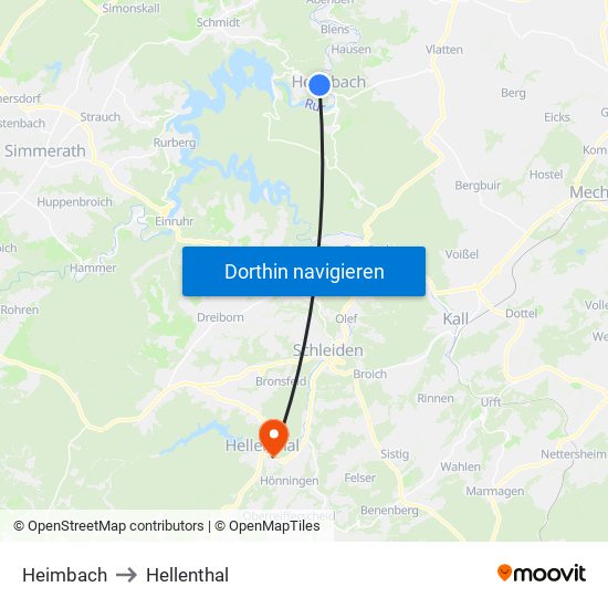 Heimbach to Hellenthal map