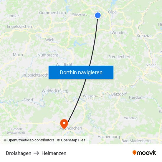 Drolshagen to Helmenzen map