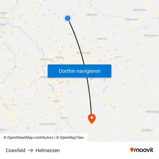 Coesfeld to Helmenzen map