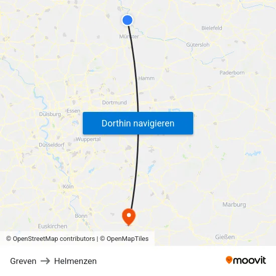 Greven to Helmenzen map