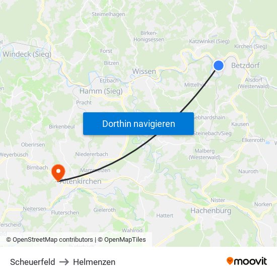 Scheuerfeld to Helmenzen map