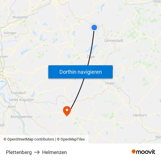 Plettenberg to Helmenzen map