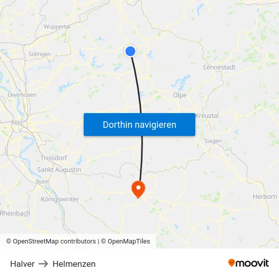 Halver to Helmenzen map