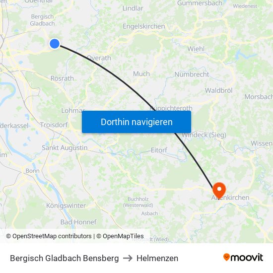 Bergisch Gladbach Bensberg to Helmenzen map