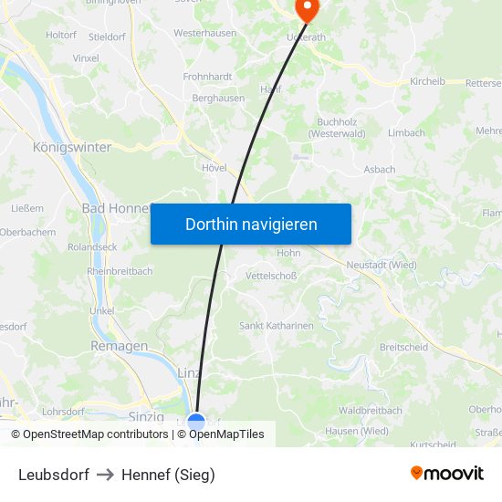 Leubsdorf to Hennef (Sieg) map