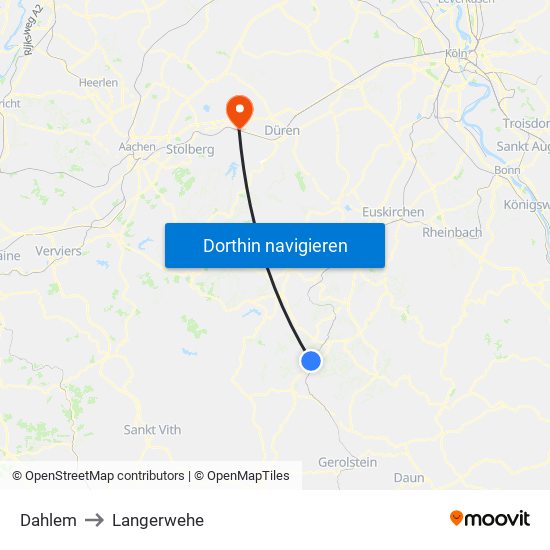 Dahlem to Langerwehe map