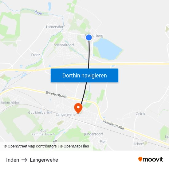 Inden to Langerwehe map