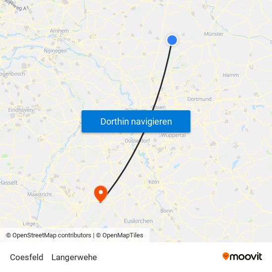 Coesfeld to Langerwehe map