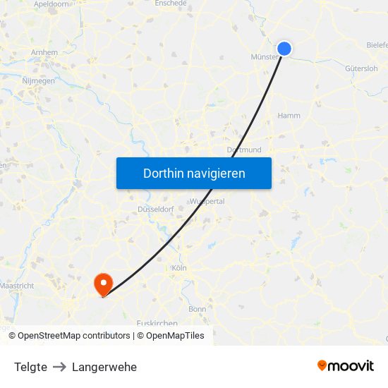 Telgte to Langerwehe map