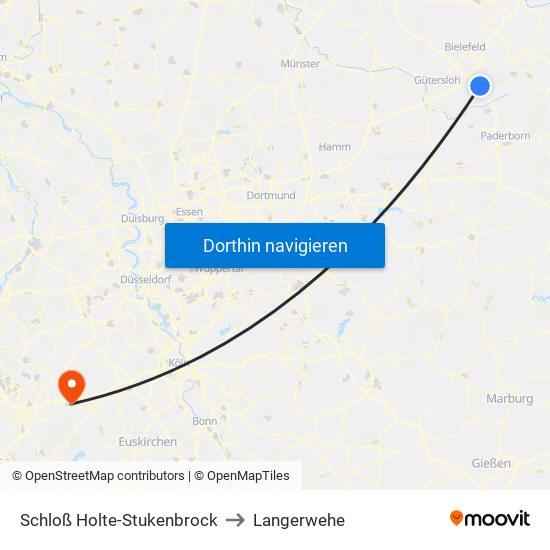 Schloß Holte-Stukenbrock to Langerwehe map