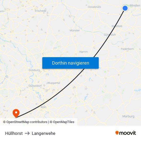 Hüllhorst to Langerwehe map