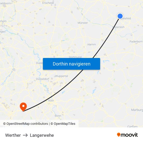 Werther to Langerwehe map