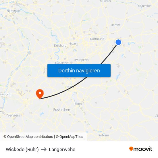 Wickede (Ruhr) to Langerwehe map