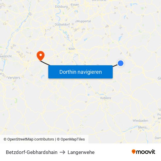 Betzdorf-Gebhardshain to Langerwehe map
