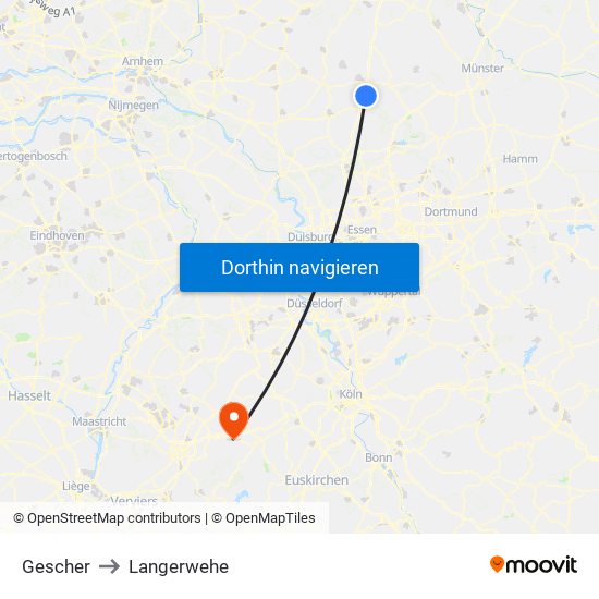 Gescher to Langerwehe map