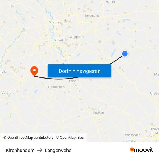 Kirchhundem to Langerwehe map