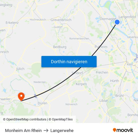 Monheim Am Rhein to Langerwehe map
