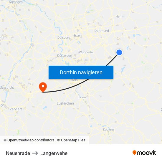 Neuenrade to Langerwehe map