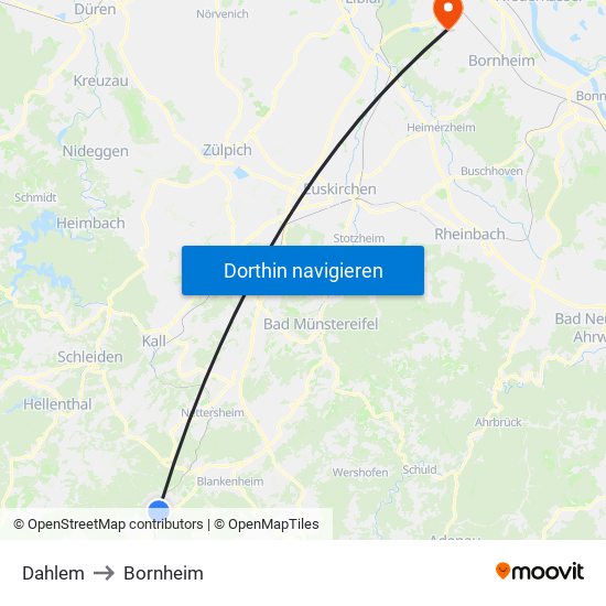 Dahlem to Bornheim map