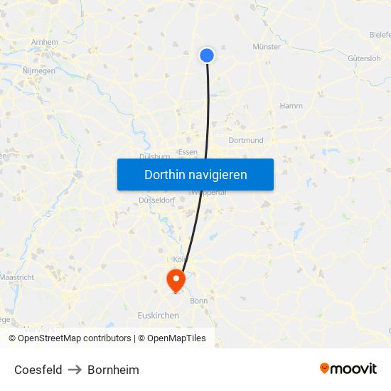 Coesfeld to Bornheim map