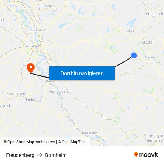 Freudenberg to Bornheim map