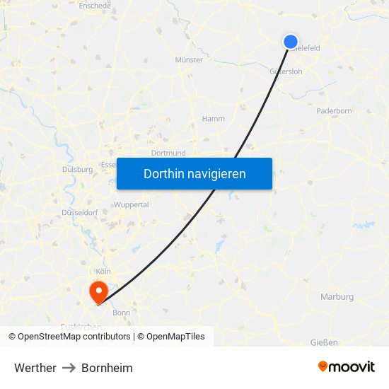 Werther to Bornheim map