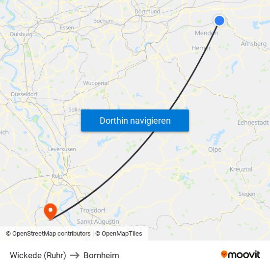 Wickede (Ruhr) to Bornheim map