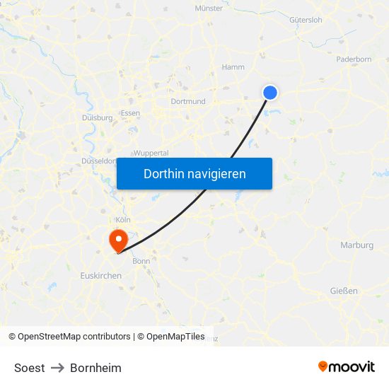 Soest to Bornheim map