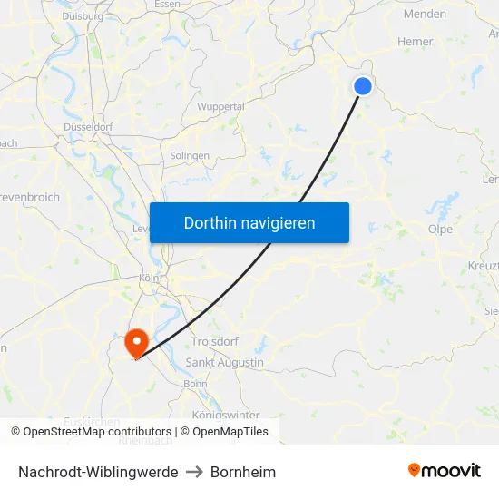 Nachrodt-Wiblingwerde to Bornheim map