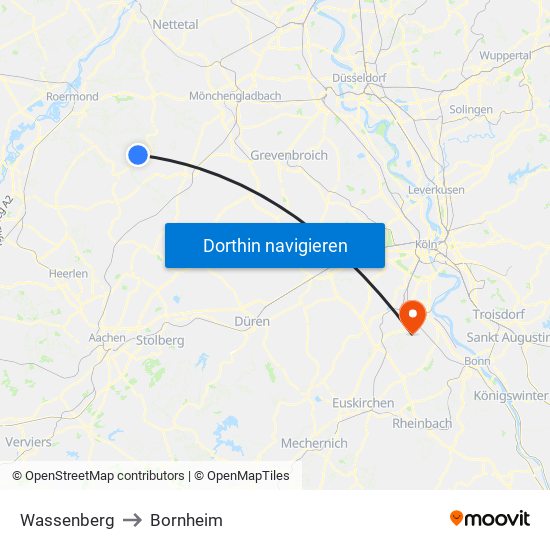 Wassenberg to Bornheim map