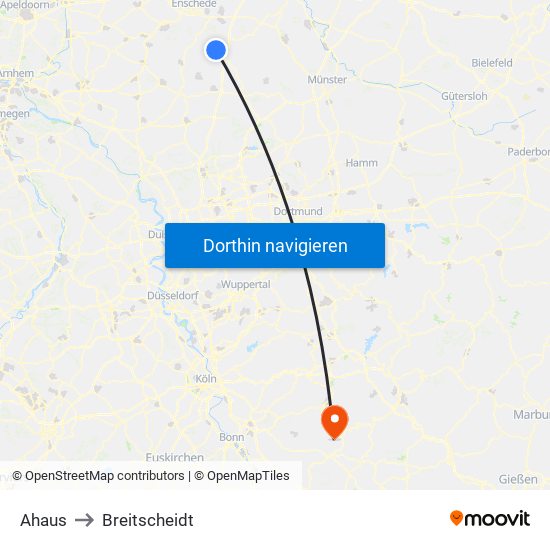 Ahaus to Breitscheidt map