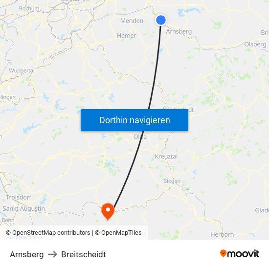 Arnsberg to Breitscheidt map