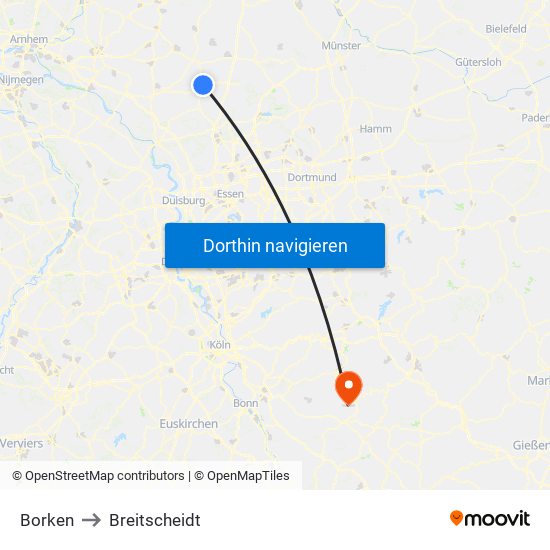 Borken to Breitscheidt map