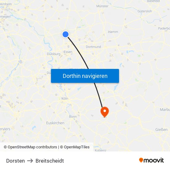 Dorsten to Breitscheidt map