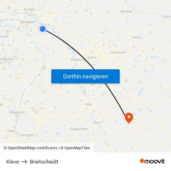 Kleve to Breitscheidt map