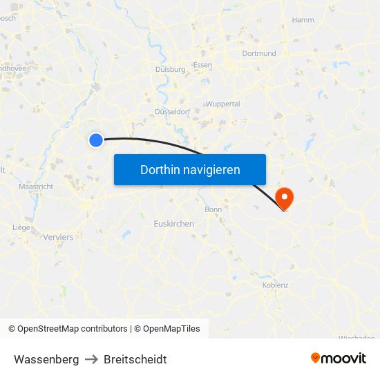 Wassenberg to Breitscheidt map