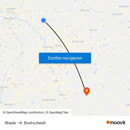 Rhede to Breitscheidt map