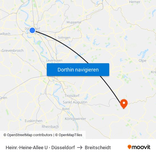 Heinr.-Heine-Allee U - Düsseldorf to Breitscheidt map