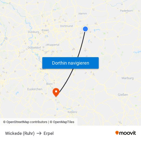 Wickede (Ruhr) to Erpel map