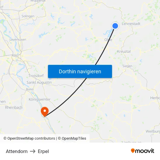 Attendorn to Erpel map